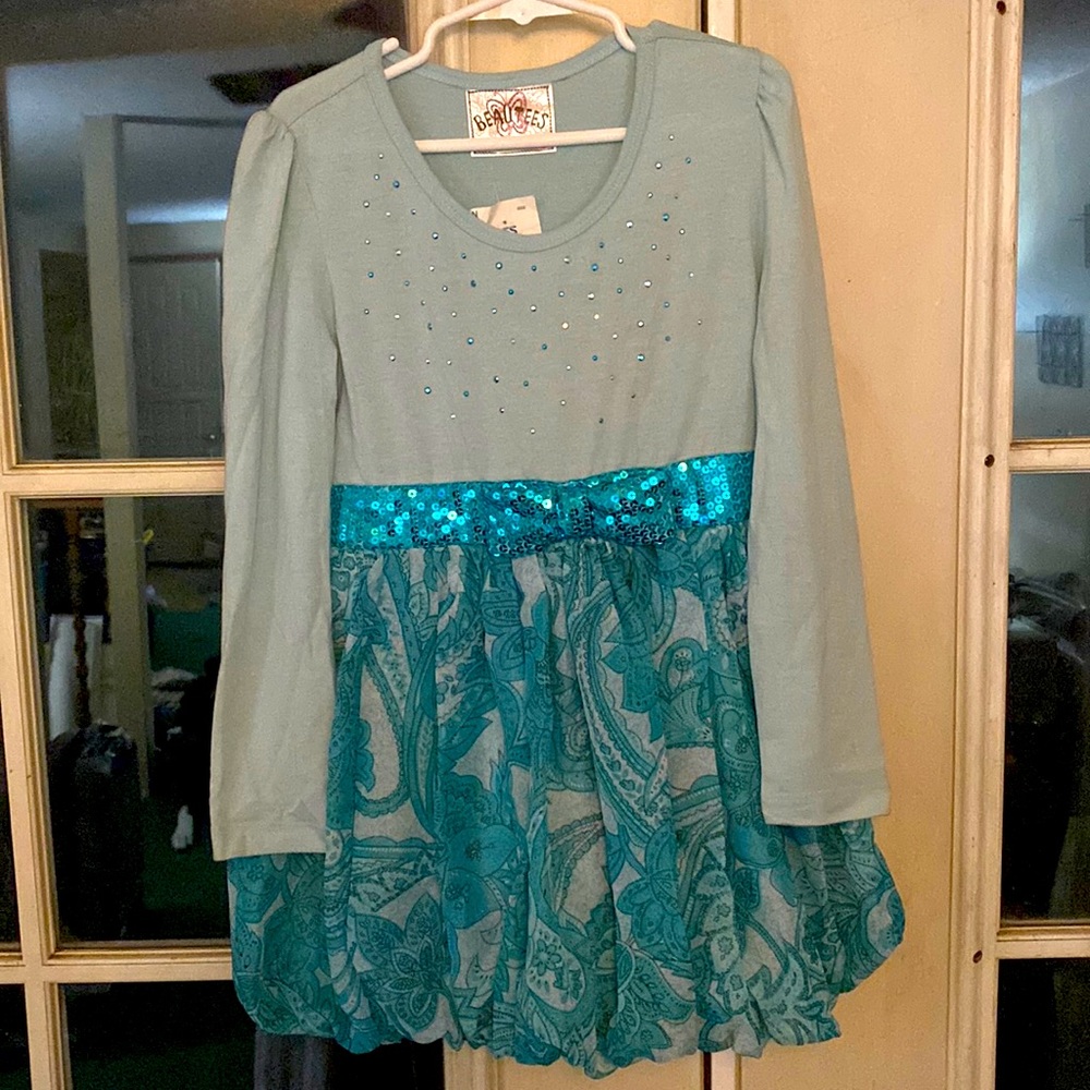 Aqua blue, size 6x long sleeve dress.